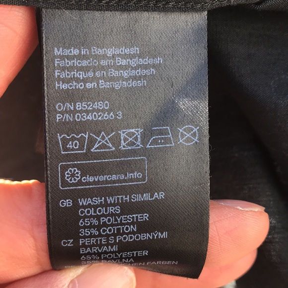 H&M Mens Long Sleeve Button Up Shirt, Black with Sunglass Print; Medium Slim Fit - Picture 5 of 5